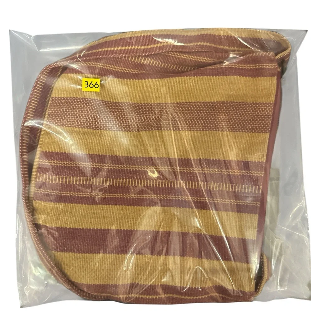 Boho Striped Shoulder Bag in Tan and‎ Brick Red